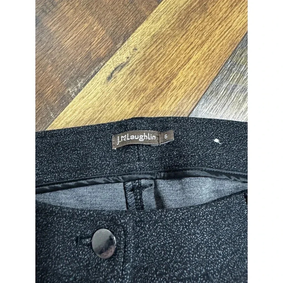 J. MCLAUGHLIN Solid Gray Geometric Pattern Stretch Denim Pants Size 6 - Picture 2 of 6